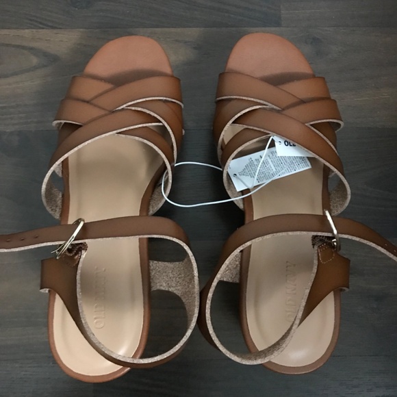 NWT Old Navy Women's Platform Faux Leather Clog Sandals Size 8 Cognac Brown - Picture 11 of 11